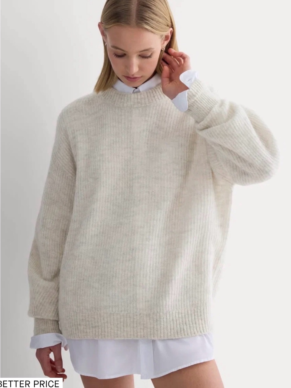 Everlane The Cocoon Crew Alpaca Sweater Almond Women’s Size S Quiet Luxury - Picture 7 of 7